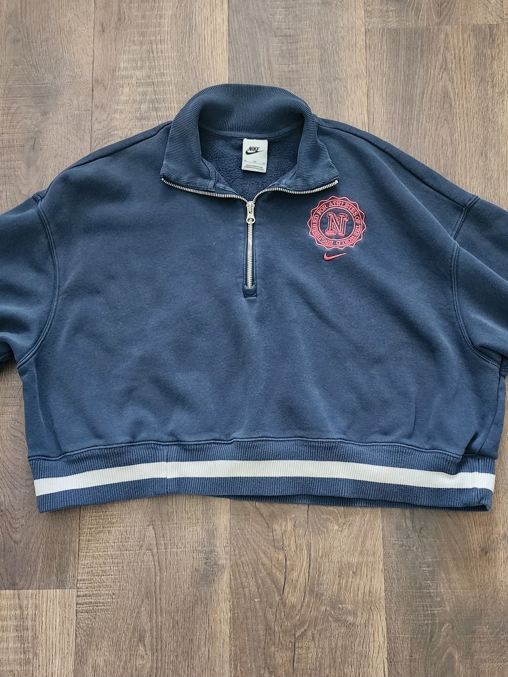 Nike Women’s Navy Quarter-Zip Sweater with Red Crest